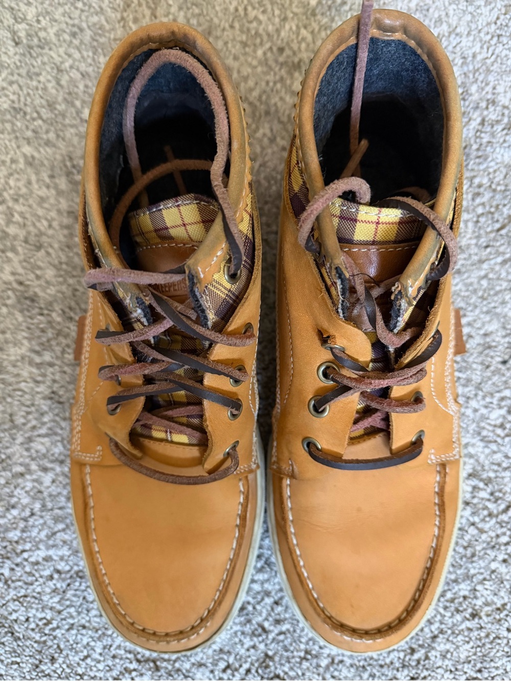 Timberland Tan Leather Plaid Tongue Chukka Boots